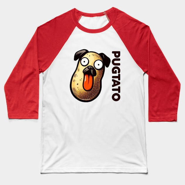 Funny Pugtato Baseball T-Shirt by Sketchy